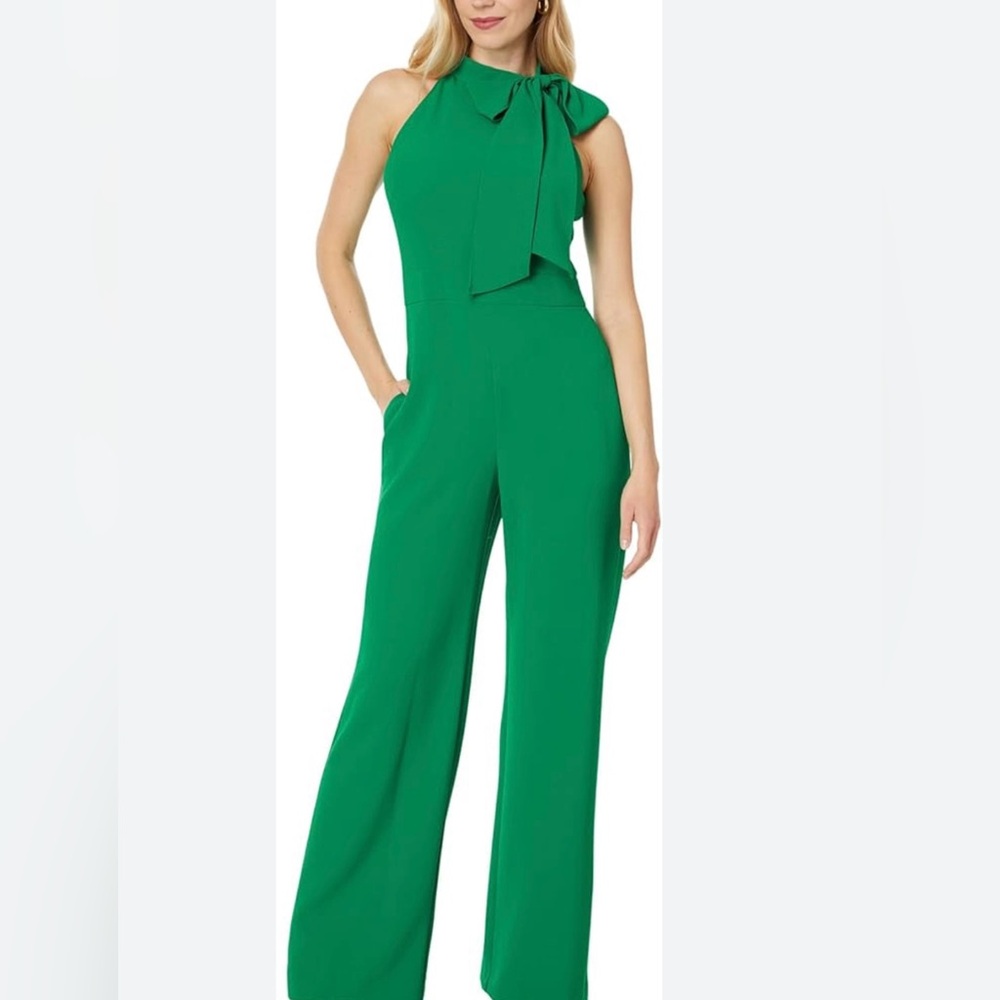 Vince Camuto Green Jumpsuit with Bow Detail and Wide-Leg Pants
